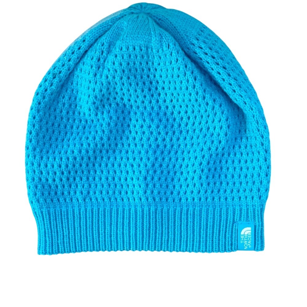 The North Face Reversible Pointelle Knit Beanie Youth M Blue White